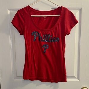 Phillies Women's Red Scoop Neck Top